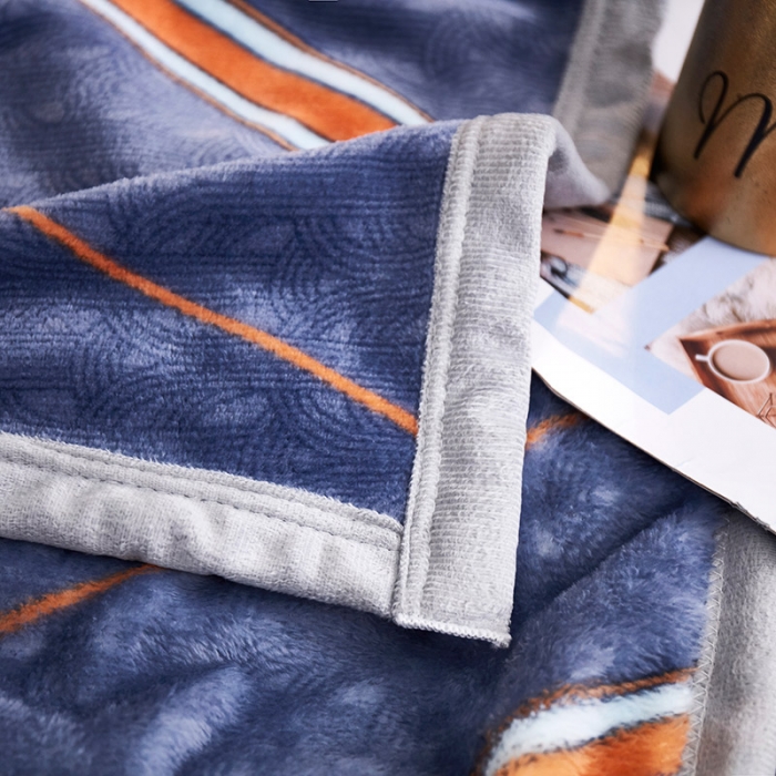 91家纺网 家纺一手货源 找家纺 2025新款印花雪貂绒毛毯沙发盖毯午睡毯子 巴黎之约-蓝
