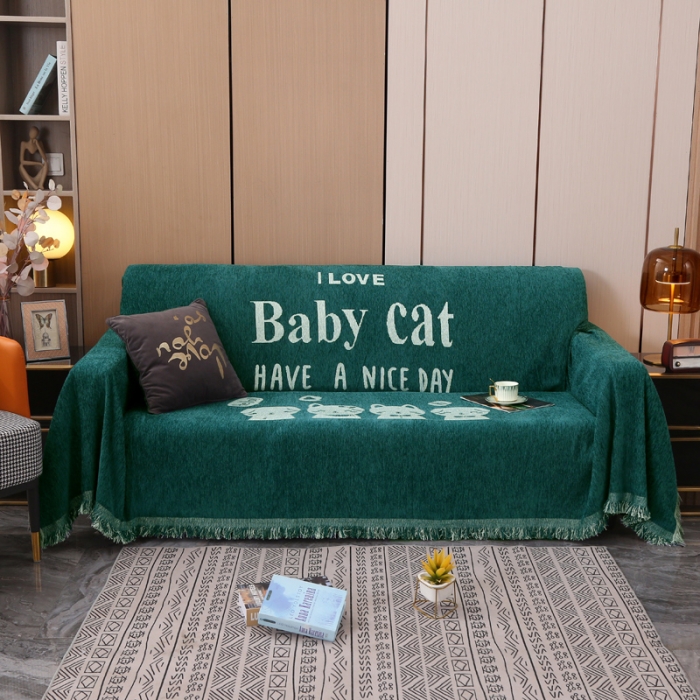 91家纺网 家纺一手货源 找家纺 【总】-名典风情新款全盖雪尼尔沙发巾沙发套宝贝猫系列