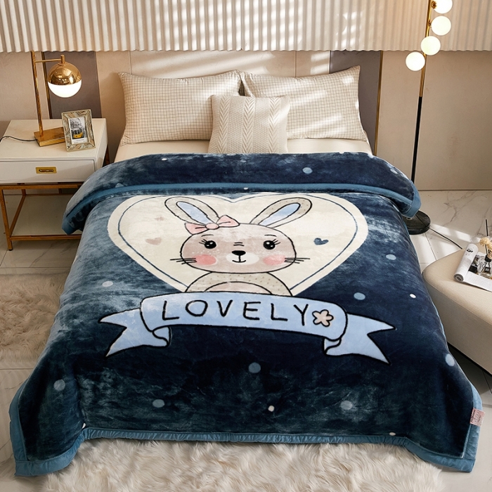 91家纺网 家纺一手货源 找家纺 新款拉舍尔毛毯4-12斤 CC-023兔子