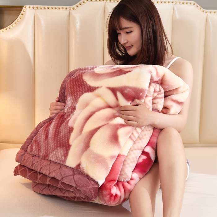 91家纺网 家纺一手货源 找家纺 新款拉舍尔毛毯4-12斤 CC-658油棕