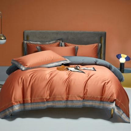 爱缦 2021新款星空系列100支长绒棉奥棉四件套 西柚桔