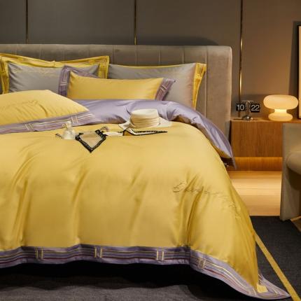 91家纺网 家纺一手货源 找家纺 （总）爱缦 2021新款罗曼尼系列100支长绒棉奥棉四件套