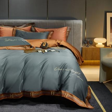 91家纺网 家纺一手货源 找家纺 （总）爱缦 2021新款罗曼尼系列100支长绒棉奥棉四件套