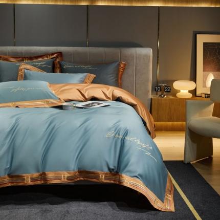 91家纺网 家纺一手货源 找家纺 （总）爱缦 2021新款罗曼尼系列100支长绒棉奥棉四件套