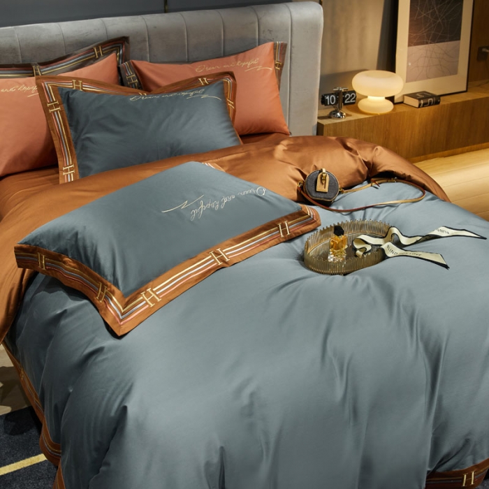 91家纺网 家纺一手货源 找家纺 爱缦 2021新款罗曼尼系列100支长绒棉奥棉四件套 绅士灰