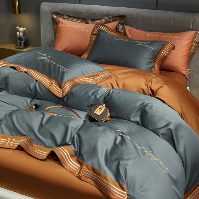 91家纺网 家纺一手货源 找家纺 爱缦 2021新款罗曼尼系列100支长绒棉奥棉四件套 绅士灰