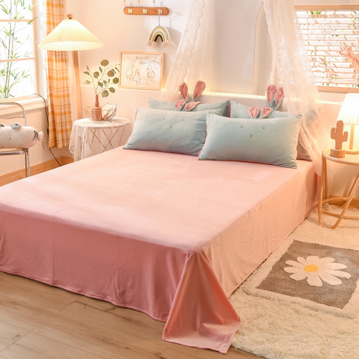 91家纺网 家纺一手货源 找家纺 欧冠 2021新款水晶绒绣花兔耳四件套-萌兔 萌兔蓝玉