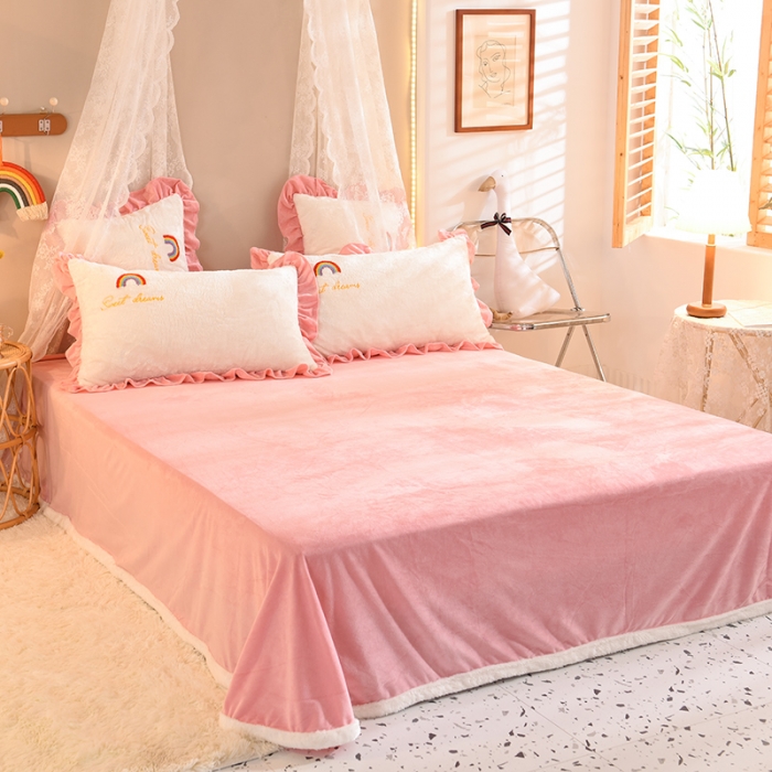 91家纺网 家纺一手货源 找家纺 欧冠 2021新款INS韩式公主兔兔绒四件套 彩虹