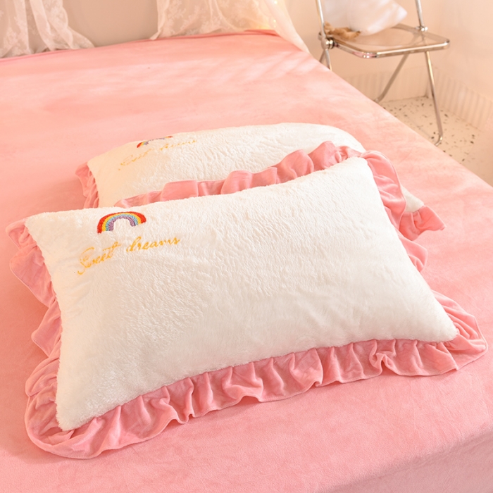 91家纺网 家纺一手货源 找家纺 欧冠 2021新款INS韩式公主兔兔绒四件套 彩虹