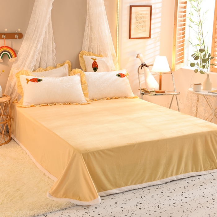 91家纺网 家纺一手货源 找家纺 欧冠 2021新款INS韩式公主兔兔绒四件套 小鱼