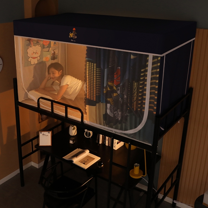 91家纺网 家纺一手货源 找家纺 青竹苑 2021新款遮光蚊帐一体式学生床帘蚊帐 闪电机车