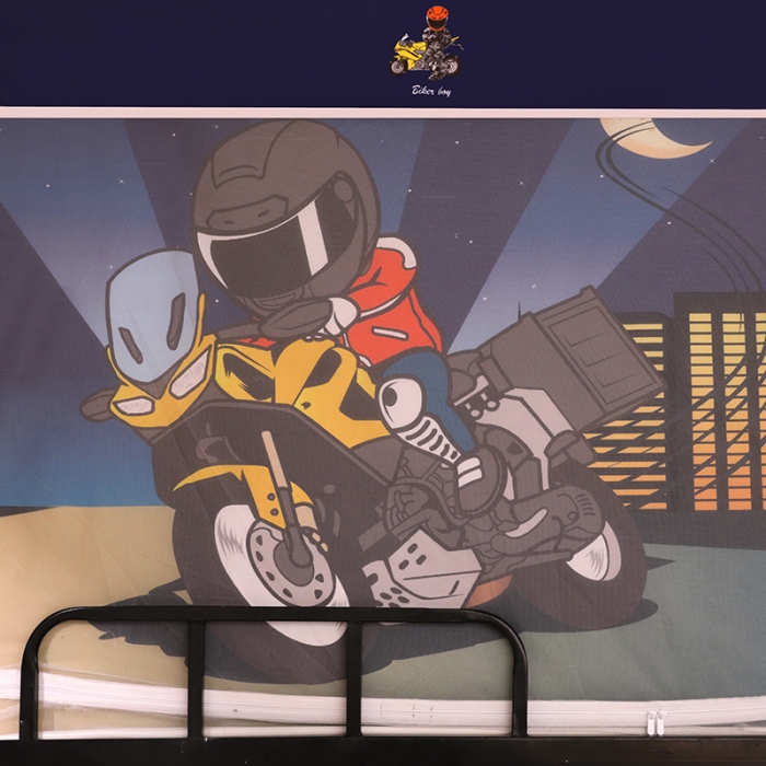 91家纺网 家纺一手货源 找家纺 青竹苑 2021新款遮光蚊帐一体式学生床帘蚊帐 闪电机车