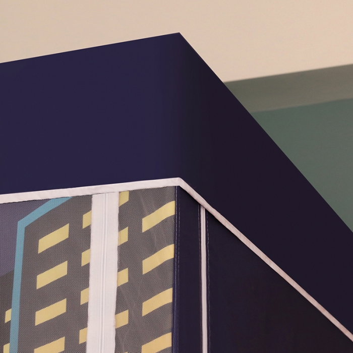 91家纺网 家纺一手货源 找家纺 青竹苑 2021新款遮光蚊帐一体式学生床帘蚊帐 闪电机车