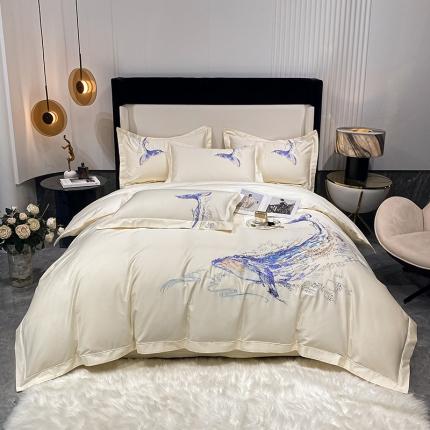 品家居 2021新款180支长绒棉四件套-鲸鱼 鲸鱼-白