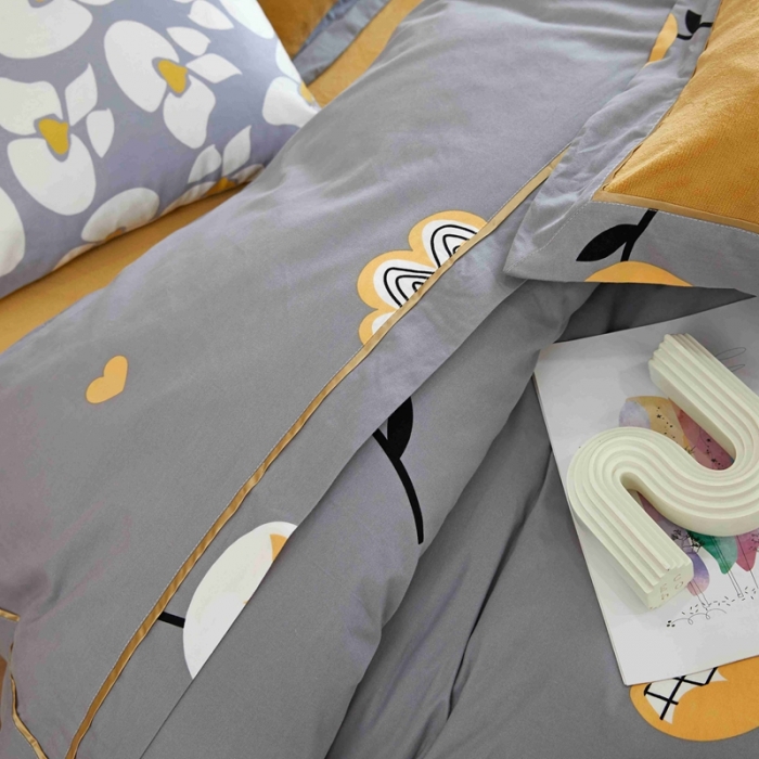 91家纺网 家纺一手货源 找家纺 杜先生 2021新款拼角被边款澳绒牛奶绒四件套 朵薇-灰