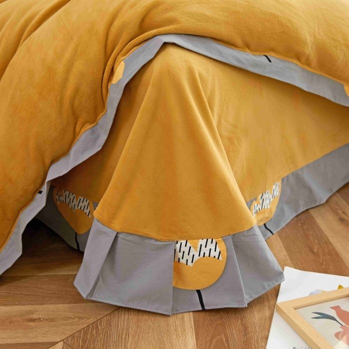 91家纺网 家纺一手货源 找家纺 杜先生 2021新款拼角被边款澳绒牛奶绒四件套 朵薇-灰