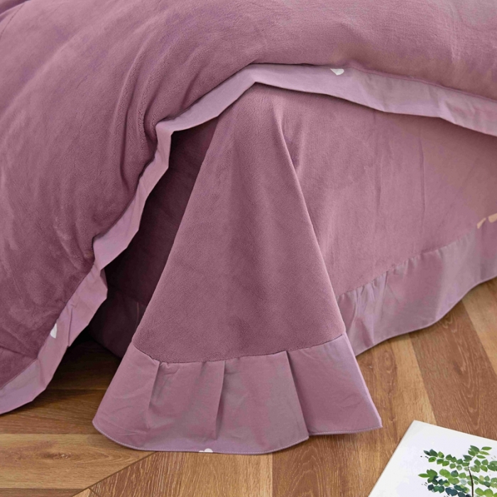 91家纺网 家纺一手货源 找家纺 杜先生 2021新款拼角被边款澳绒牛奶绒四件套 小樱桃-豆沙