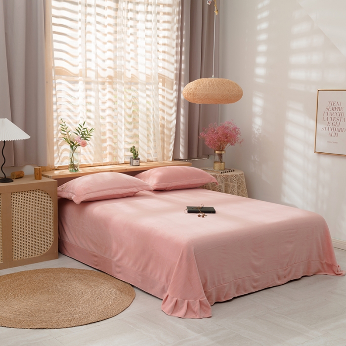 91家纺网 家纺一手货源 找家纺 佳梦家纺 2021新款牛奶绒刺绣四件套 暖豆沙