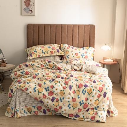 91家纺网 家纺一手货源 找家纺 佳梦家纺 2021新款牛奶绒印花四件套 花嘉丽