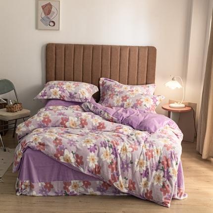 91家纺网 家纺一手货源 找家纺 佳梦家纺 2021新款牛奶绒印花四件套 思慕