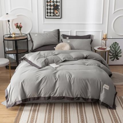 91家纺网 家纺一手货源 找家纺 （总）花言狐语2025新款全棉色布13372拼角工艺款四件套