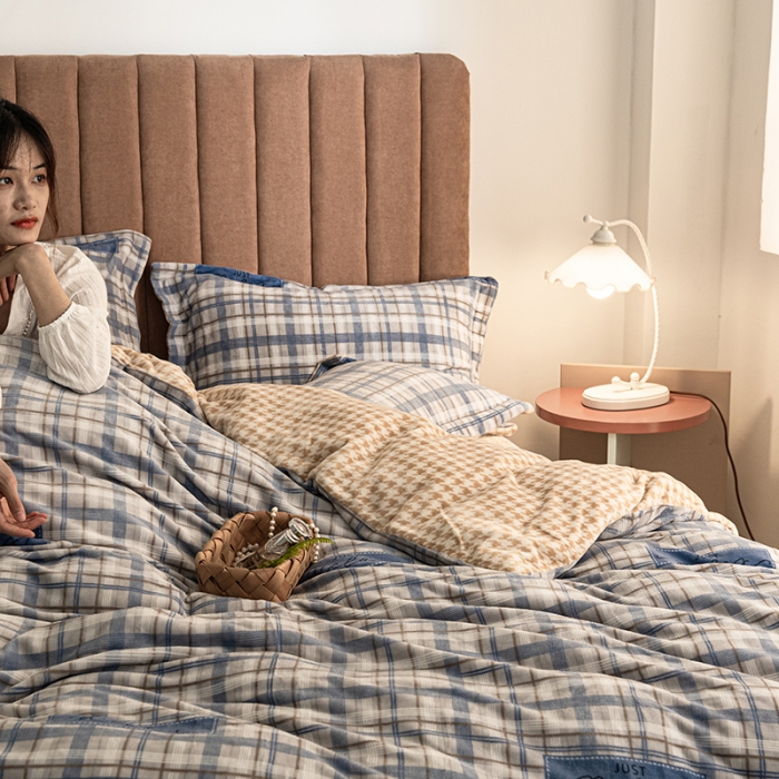 91家纺网 家纺一手货源 找家纺 佳梦家纺 2021新款牛奶绒印花四件套 格韵