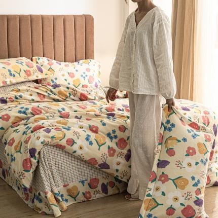 佳梦家纺 2021新款牛奶绒印花四件套 花嘉丽