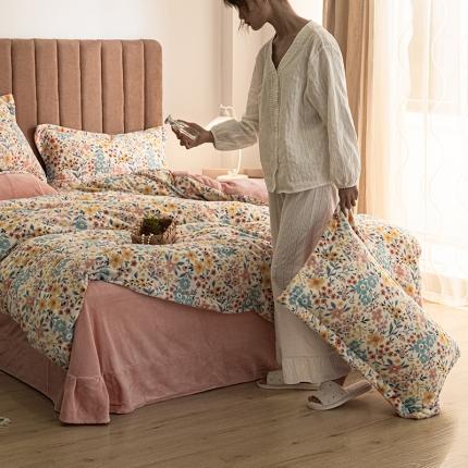 佳梦家纺 2021新款牛奶绒印花四件套 兰灵