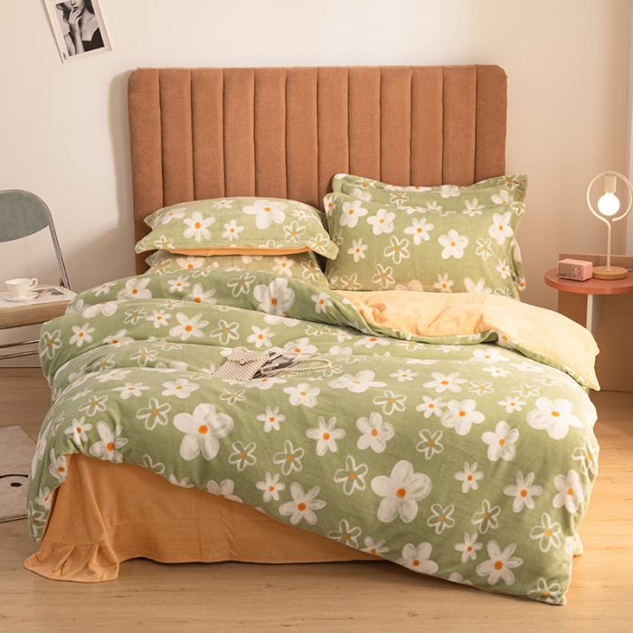 91家纺网 家纺一手货源 找家纺 佳梦家纺 2021新款牛奶绒印花四件套 清野