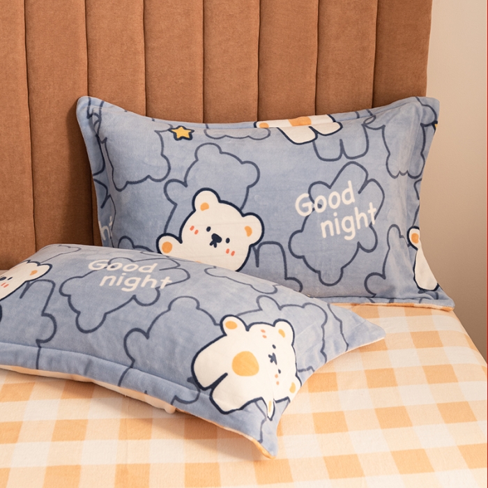 91家纺网 家纺一手货源 找家纺 佳梦家纺 2021新款牛奶绒印花四件套 晚安熊