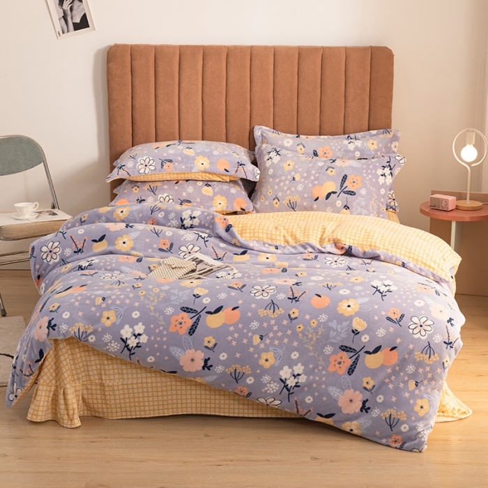 91家纺网 家纺一手货源 找家纺 佳梦家纺 2021新款牛奶绒印花四件套 语果