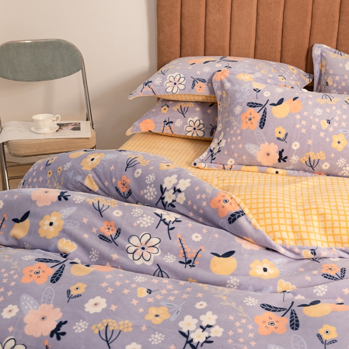 91家纺网 家纺一手货源 找家纺 佳梦家纺 2021新款牛奶绒印花四件套 语果