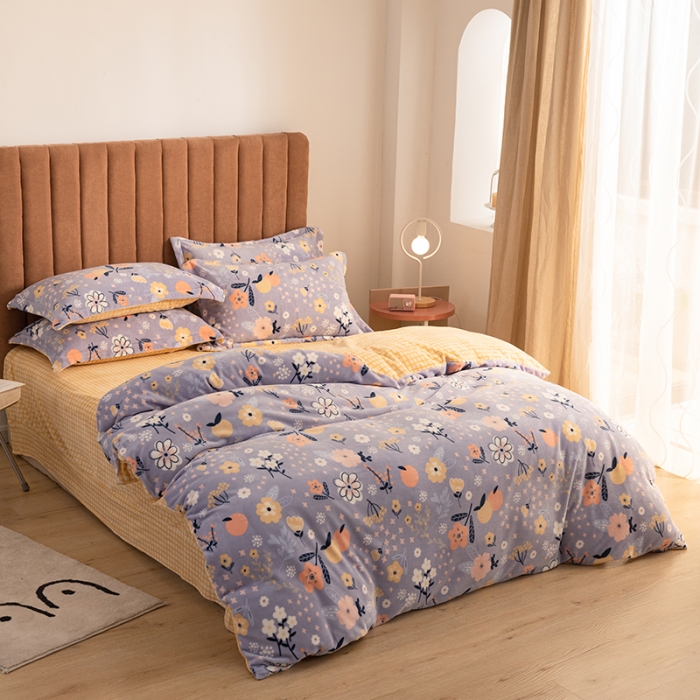 91家纺网 家纺一手货源 找家纺 佳梦家纺 2021新款牛奶绒印花四件套 语果