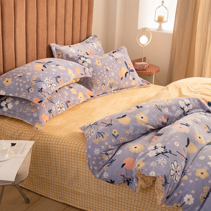 91家纺网 家纺一手货源 找家纺 佳梦家纺 2021新款牛奶绒印花四件套 语果