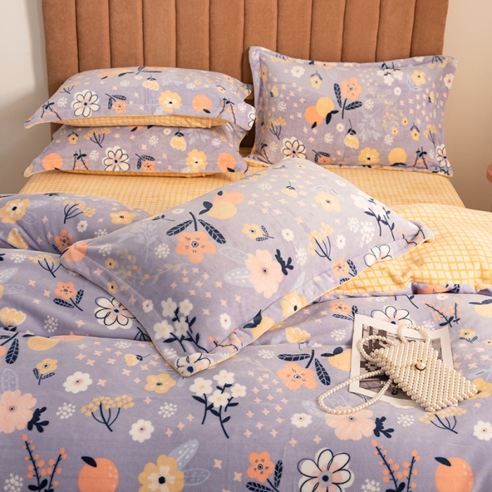 91家纺网 家纺一手货源 找家纺 佳梦家纺 2021新款牛奶绒印花四件套 语果