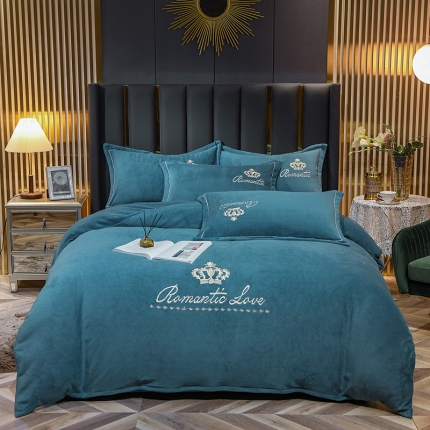 91家纺网 家纺一手货源 找家纺 【总】逸林家纺《原希尔顿逸林》 加厚牛奶绒刺绣款宝宝绒绒保暖四件套