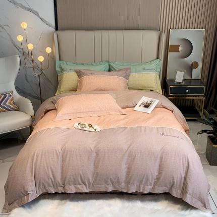 榻尚家居新款80长绒棉贡缎磨毛小香风全棉加厚磨毛四件套 浅豆沙