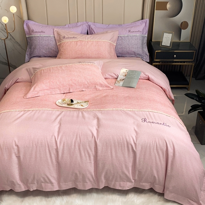 91家纺网 家纺一手货源 找家纺 榻尚家居新款80长绒棉贡缎磨毛小香风全棉加厚磨毛四件套 玉色