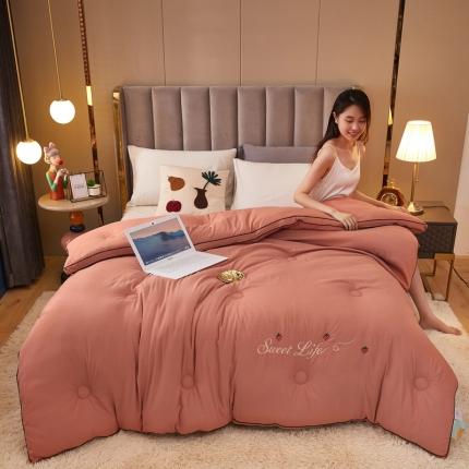 91家纺网 家纺一手货源 找家纺 （总）澳洲羽 新加厚长绒棉立体刺绣大豆被子被芯春秋被冬被直播