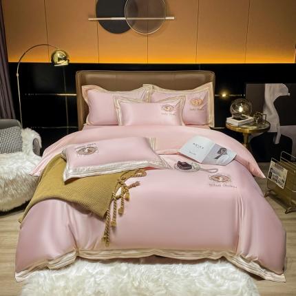 91家纺网 家纺一手货源 找家纺 宅家居 新款臻品真丝刺绣四件套 蜜雪公主-甜粉