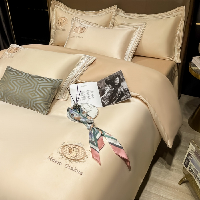 91家纺网 家纺一手货源 找家纺 宅家居 新款臻品真丝刺绣四件套 蜜雪公主-香槟