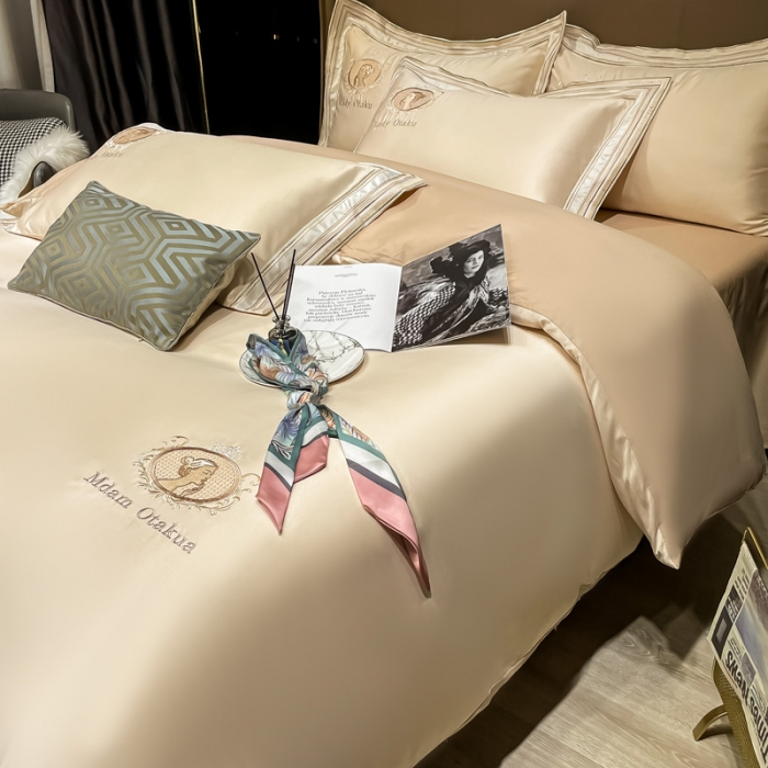 91家纺网 家纺一手货源 找家纺 宅家居 新款臻品真丝刺绣四件套 蜜雪公主-香槟