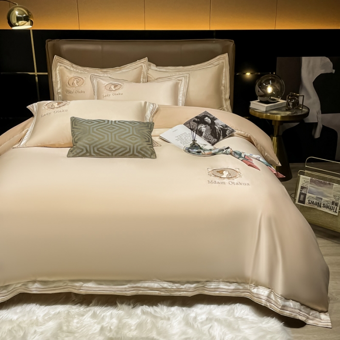 91家纺网 家纺一手货源 找家纺 宅家居 新款臻品真丝刺绣四件套 蜜雪公主-香槟