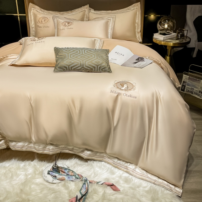 91家纺网 家纺一手货源 找家纺 宅家居 新款臻品真丝刺绣四件套 蜜雪公主-香槟