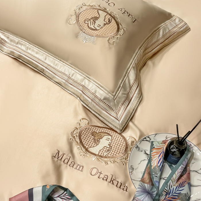 91家纺网 家纺一手货源 找家纺 宅家居 新款臻品真丝刺绣四件套 蜜雪公主-香槟