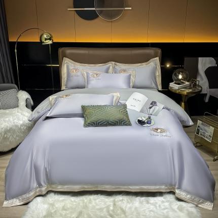 宅家居 新款臻品真丝刺绣四件套 蜜雪公主-银灰