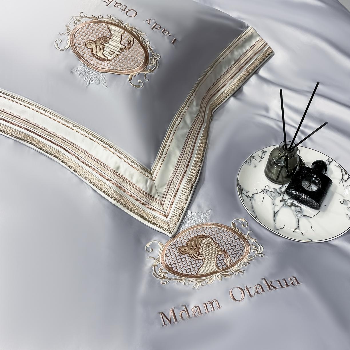 91家纺网 家纺一手货源 找家纺 宅家居 新款臻品真丝刺绣四件套 蜜雪公主-银灰