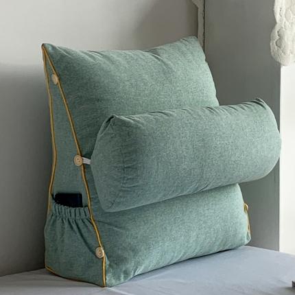 91家纺网 家纺一手货源 找家纺 亚麻三角靠垫 床头靠垫抱枕 办公室腰枕大靠背护腰靠枕 艾绿色