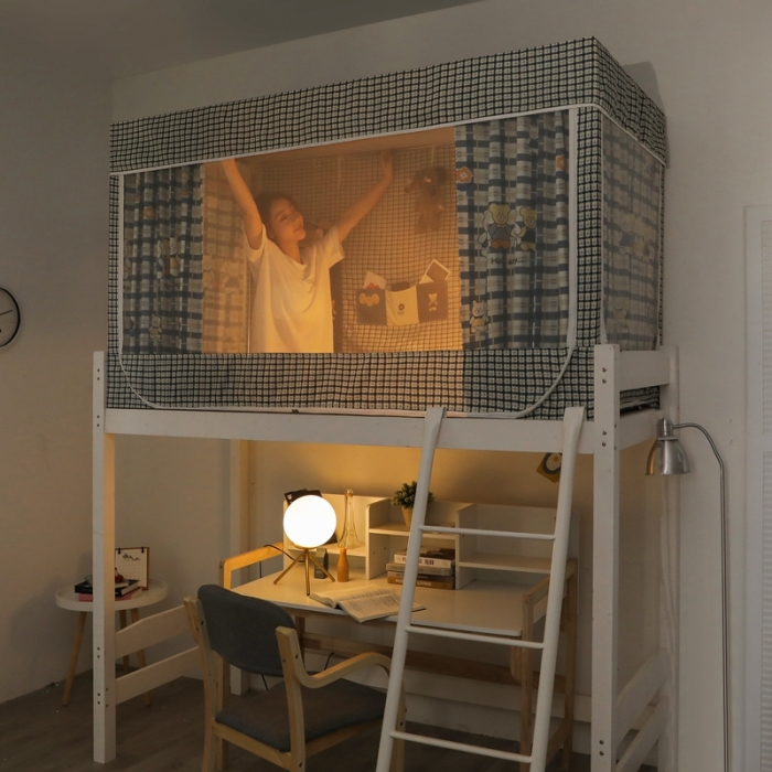 91家纺网 家纺一手货源 找家纺 梦尔佳 2021新款学生蚊帐 可爱小熊 蓝