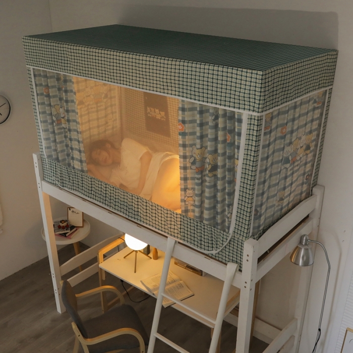 91家纺网 家纺一手货源 找家纺 梦尔佳 2021新款学生蚊帐 可爱小熊 绿